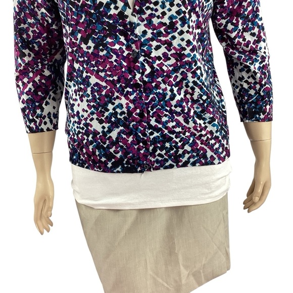 Avenue Multicolor Button Front 3/4 Sleeve Cardigan Size 14/16 - Picture 3 of 7